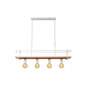 Lampa wisząca z półką Milonga 100cm biały / drewno Lucide
