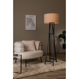 Lampa podłogowa z abażurem na drewnianej podstawie Trafalgar 157cm beż / czarny Lucide 2