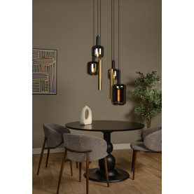 Lampa wisząca szklana z 2 tubami Joanet 65cm szkło dymione / mosiądz Lucide