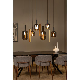 Lampa wisząca szklana z 3 tubami Joanet 130cm szkło dymione / mosiądz Lucide