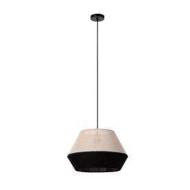 Lampa wisząca z abażurem Kala 40cm beżowo-czarna Lucide