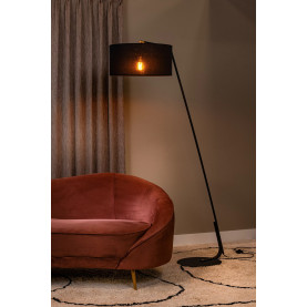 Lampa podłogowa z abażurem Kelso 48cm H180cm czarna Lucide