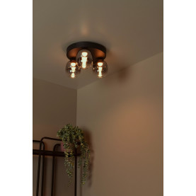 Plafon szklany 3 punktowy Tamino LED 36cm szkło dymione / czarny Lucide 2