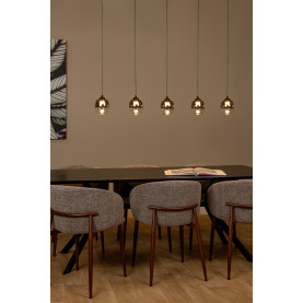 Lampa wisząca szklana 5 punktowa Tamino LED 127cm szkło dymione / czarny Lucide
