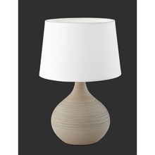 Nocna - Lampa stołowa ceramiczna z abażurem Martin Biały/Cappucino Reality do sypialni.