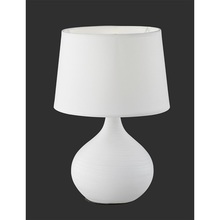 Nocna - Lampa stołowa ceramiczna z abażurem Martin Biała Reality do sypialni.