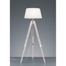 Skandynawska Lampa drewniana podłogowa trójnóg Tripod Biały/Drewno Reality do czytania w salonie.