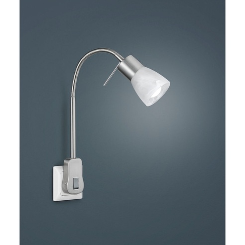 Kinkiet kontaktowy z włącznikiem Levisto LED Biały/Nikiel Mat Trio do salonu, sypialni i przedpokoju.