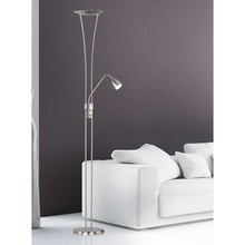 Stylizowana Lampa podłogowa z lampką do czytania Arizona Nikiel Mat Trio do hotelu i restauracji.