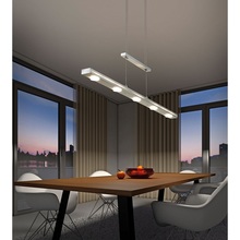 Stylowa Lampa wisząca podłużna Lacal 100 LED Nikiel Mat Trio nad stół, biurko lub do recepcji.