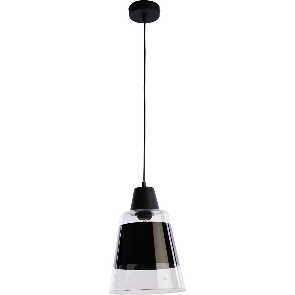 Stylowa Lampa wisząca szklana Trick 22 Transparentny Z Czarnym Paskiem TK Lighting do kuchni, salonu i sypialni.