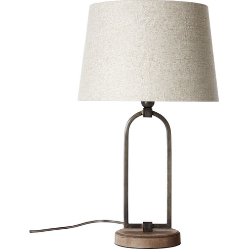 Lampa stołowa rustyklana z abażurem Sora Beżowa Brilliant do salonu i sypialni.