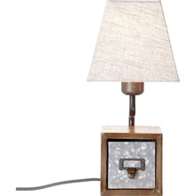 Lampa stołowa rustykalna z abażurem Casket Antyczny Cynk Brilliant do salonu i sypialni.