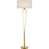 Lampa podłogowa glamour z abażurem Paris II Biały/Mosiądz Mat Trio do sypialni i salonu.