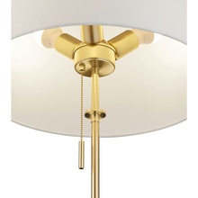 Lampa podłogowa glamour z abażurem Lyon Biały/Mosiądz Mat Trio do sypialni i salonu.