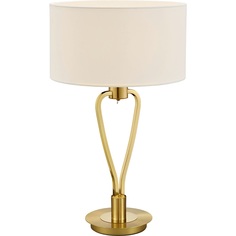 Stylizowana Lampa stołowa glamour z abażurem Paris II Biały/Mosiądz Mat Trio do salonu i sypialni.