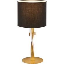 Stylizowana Lampa stołowa glamour z abażurem Nandor Czarny/Złoty Trio do salonu i sypialni.