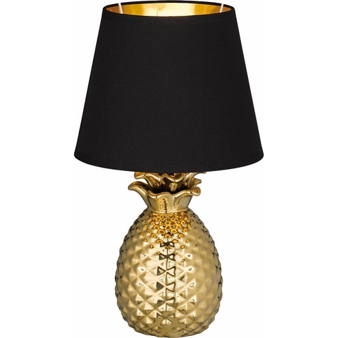 Stylizowana Lampa stołowa glamour z abażurem Pineapple Czarny/Złoty Reality do salonu i sypialni.