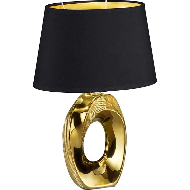 Stylizowana Lampa stołowa glamour z abażurem Taba 23 Czarny/Złoty Reality do salonu i sypialni.