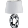 Lampa stołowa nowoczesna z abażurem Taba 23 Biały/Srebrny Reality do sypialni i salonu.