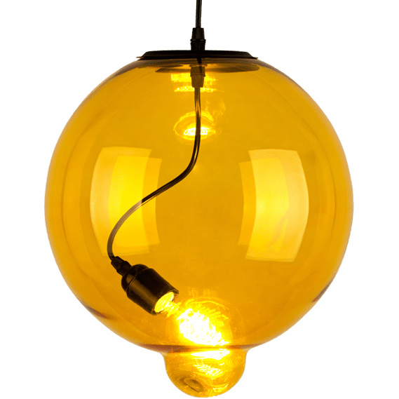 Stylowa Lampa wisząca szklana kula Glass Bubble 25 Żółta Altavola do kuchni, salonu i sypialni.