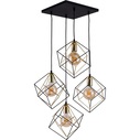 Lampa druciana wisząca 4 punktowa Alambre IV Czarny/Złoty TK Lighting nad stół i wyspę kuchenną.