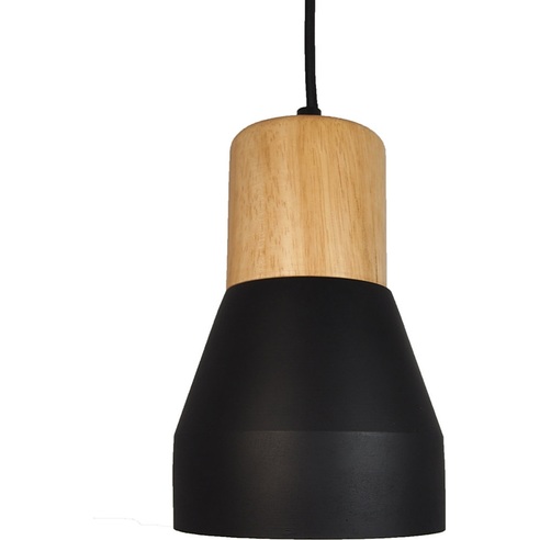 Industrialna Lampa wisząca betonowa z drewnem Concrete Czarna Step Into Design do sypialni, salonu i kuchni.