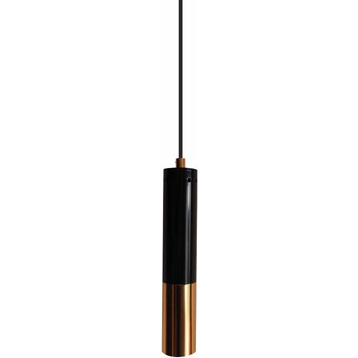 Glamour Lampa wisząca tuba Golden Pipe 1 Czarno Złota Step Into Design do sypialni, salonu i kuchni.