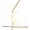Designerska Lampa stołowa szklana kula Solaris Biało Mosiężna Step Into Design do salonu i sypialni.