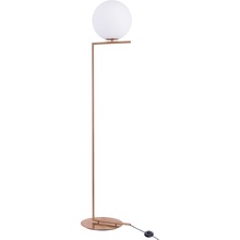 Glamour Lampa podłogowa szklana kula Solaris Biało Mosiężna Step Into Design do sypialni i salonu.