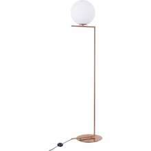 Glamour Lampa podłogowa szklana kula Solaris Biało Mosiężna Step Into Design do sypialni i salonu.