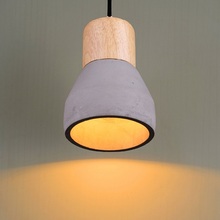 Industrialna Lampa wisząca betonowa z drewnem Concrete Szara Step Into Design do sypialni, salonu i kuchni.