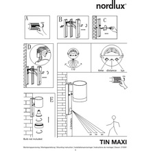 Kinkiet ogrodowy z czujnikiem Tin Maxi Sensor Czarny Nordlux na taras, elewacje i nad drzwi.