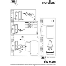Kinkiet ogrodowy Tin Maxi Czarny Nordlux na taras, elewacje i nad drzwi.