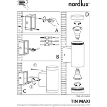 Kinkiet ogrodowy Tin Maxi Biały Nordlux na taras, elewacje i nad drzwi.