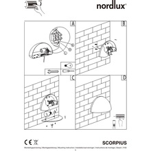 Kinkiet ogrodowy Scorpius Czarny Nordlux na taras, elewacje i nad drzwi.