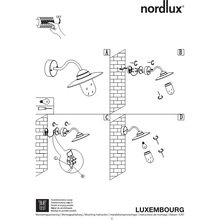 Kinkiet ogrodowy latarnia Luxembourg Stal Galwanizowana Nordlux na taras, elewacje i nad drzwi.