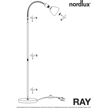 Nowoczesna Lampa podłogowa szklana regulowana Ray Chrom Nordlux do salonu, sypialni i poczekalni.