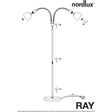 Lampa podłogowa podwójna Ray Czarna Nordlux do salonu i sypialni.
