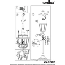 Lampa ogrodowa stojąca retro Cardiff Czarny Nordlux przed dom i podjazd.