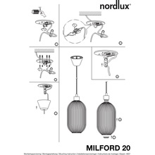 Dekoracyjna Lampa wisząca szklana Milford 20 Biała Nordlux do salonu, sypialni i poczekalni.