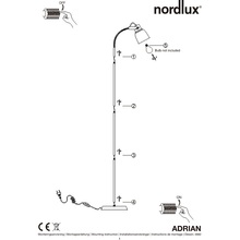 Lampa podłogowa industrialna Adrian Czarna Nordlux do salonu, sypialni i gabinetu.
