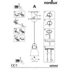 Lampa wisząca industrialna Adrian 16 Czarna Nordlux do sypialni, salonu i kuchni.