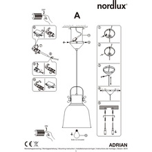 Lampa wisząca industrialna Adrian 25 Czarna Nordlux do sypialni, salonu i kuchni.