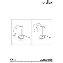 Nowoczesna Lampa biurkowa regulowana Alexander Czarna Nordlux do gabinetu i pracowni.