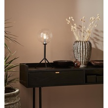 Skandynawska Lampa stołowa szklana kula Andrew Czarny/Przeźroczysty Markslojd salonu i sypialni.