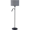 Lampa podłogowa z abażurem i lampką Hotel Plus Szary/Czarny Nowodvorski do czytania, sypialni i salonu.