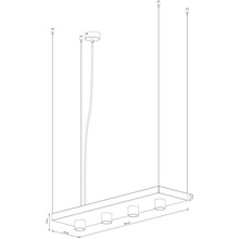 Stylowa Lampa wisząca podłużna 4 punktowa z półką Plant Czarna Nowodvorski nad stół, biurko lub do recepcji.