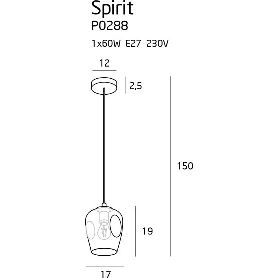 Lampa wisząca szklana nowoczesna Spirit 17 Przeźroczysta MaxLight do salonu, sypialni i kuchni.