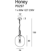 Lampa wisząca szklana nowoczesna Honey 24 Bursztynowa MaxLight do salonu, sypialni i kuchni.